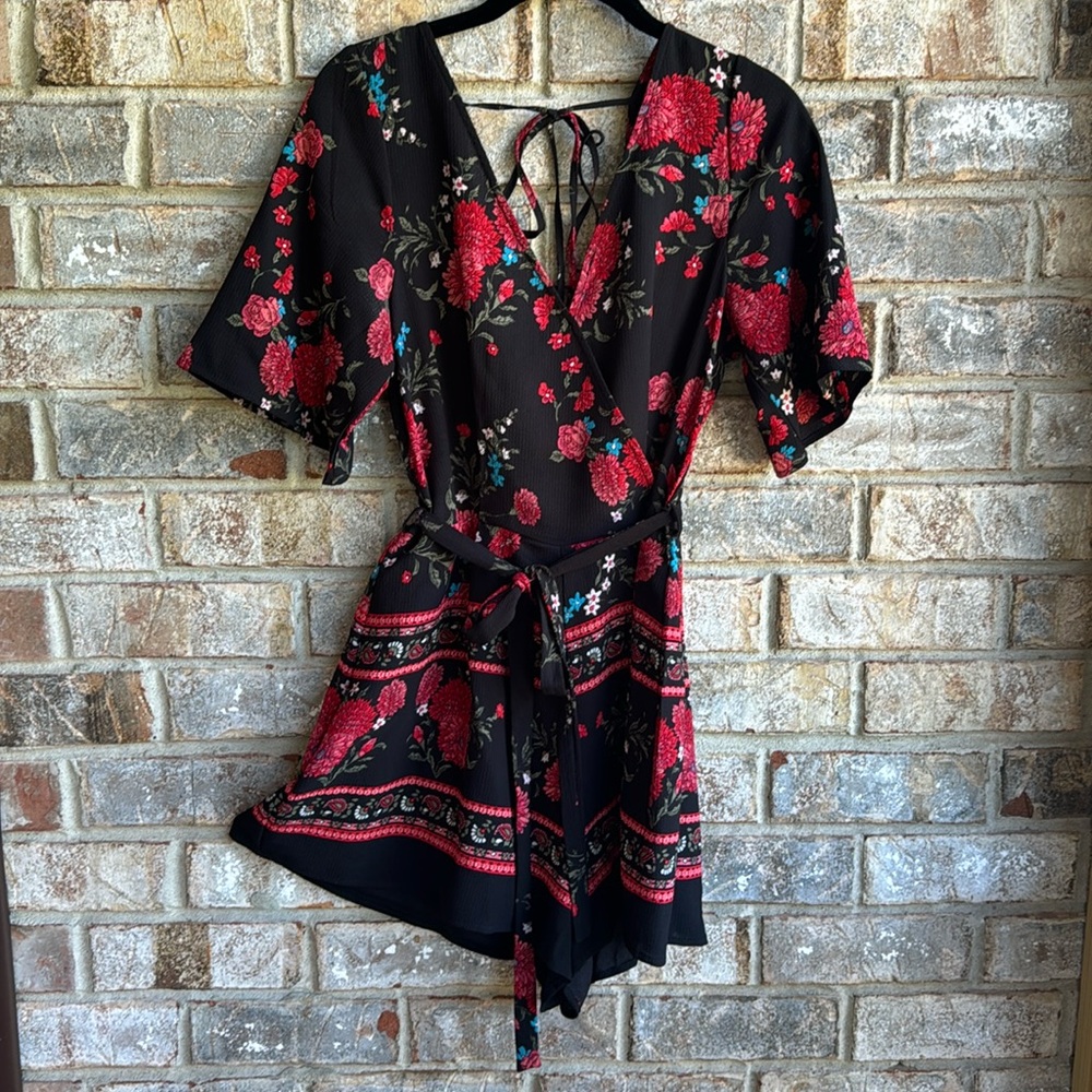 Beautiful floral faux wrap, romper by Miami